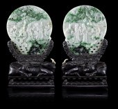 * A Pair of Jadeite Table Scre