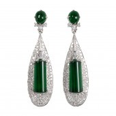 A PAIR OF JADEITE JADE, DIAMON