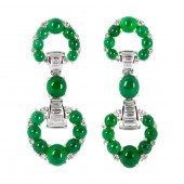 A PAIR OF JADEITE JADE, DIAMON