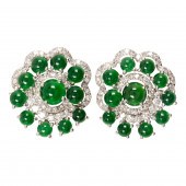 A PAIR OF JADEITE JADE, DIAMON