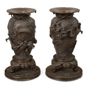 A PAIR OF JAPANESE BRONZE DRAG