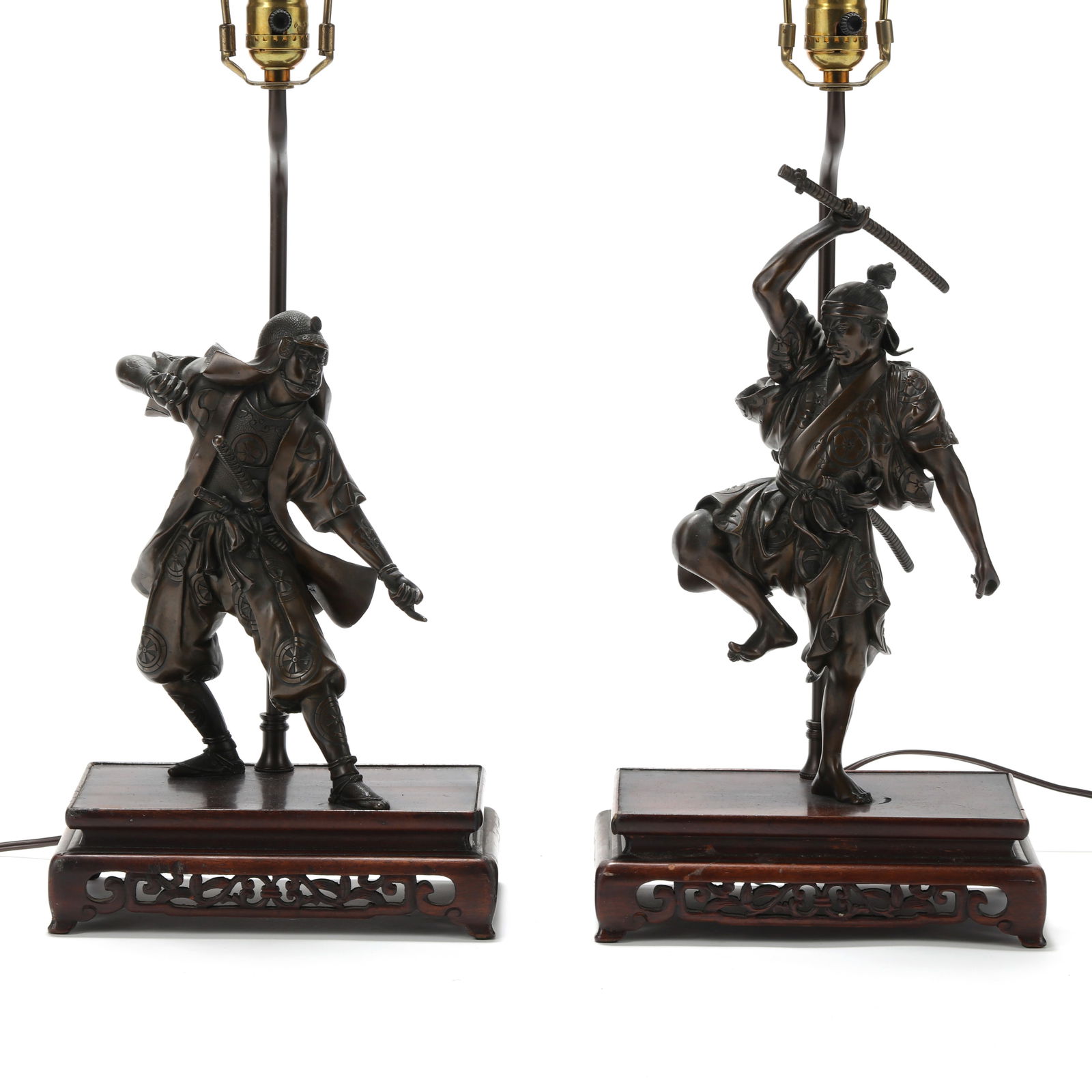 A PAIR OF JAPANESE BRONZE SAMURAI