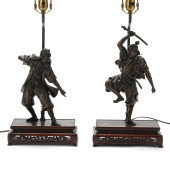 A PAIR OF JAPANESE BRONZE SAMU