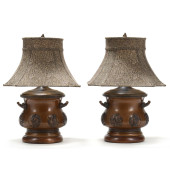 A PAIR OF JAPANESE BRONZE TABL
