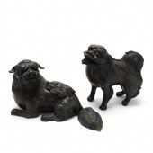 A PAIR OF JAPANESE BRONZE SHIS