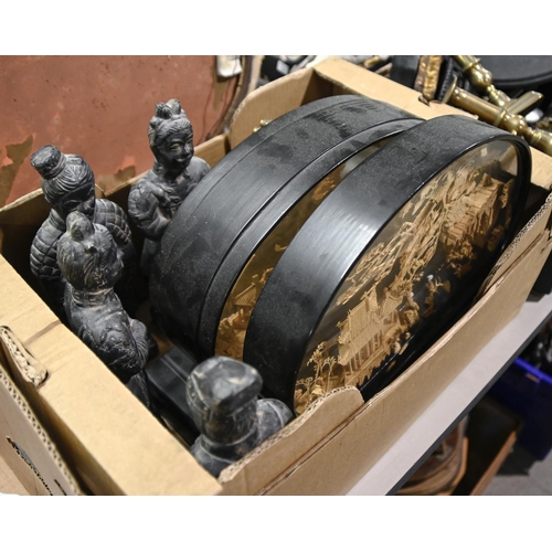 A pair of Japanese cork dioramas,
