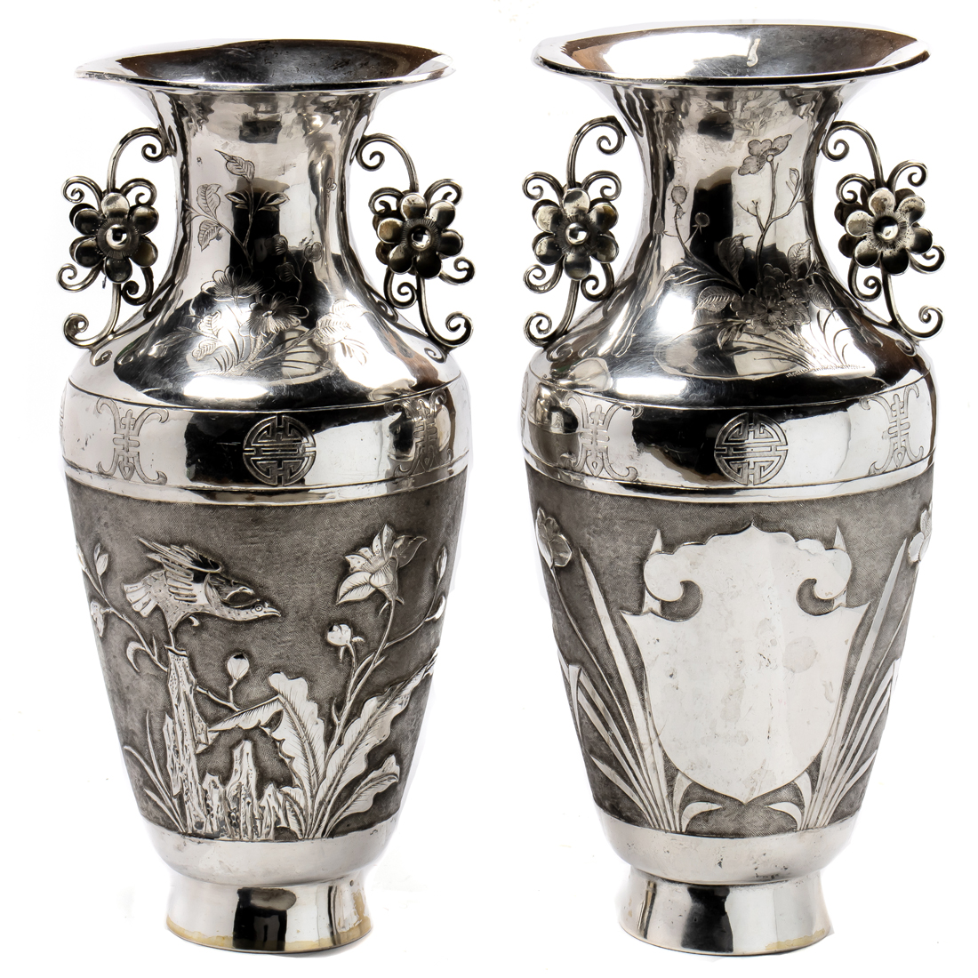 A PAIR OF JAPANESE EXPORT SILVER