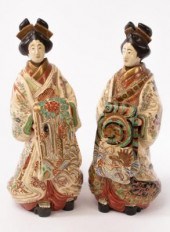 A pair of Japanese figural fla