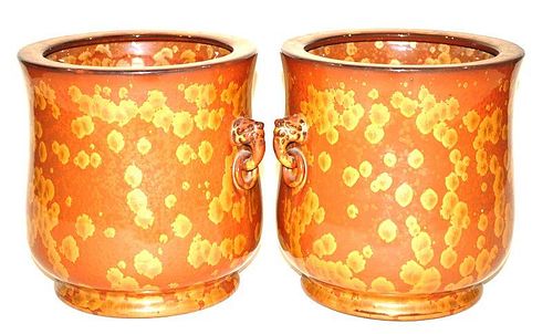 A PAIR OF JAPANESE HIBACHI, GOLD