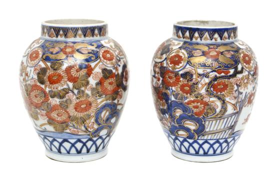 A Pair of Japanese Imari Vases of