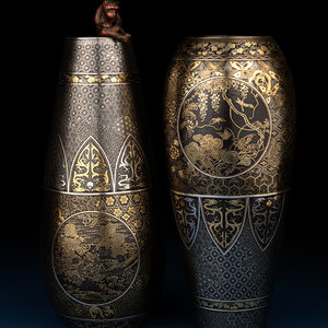 A Pair of Japanese Inlaid Iron