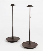A PAIR OF JAPANESE IRON CANDLE