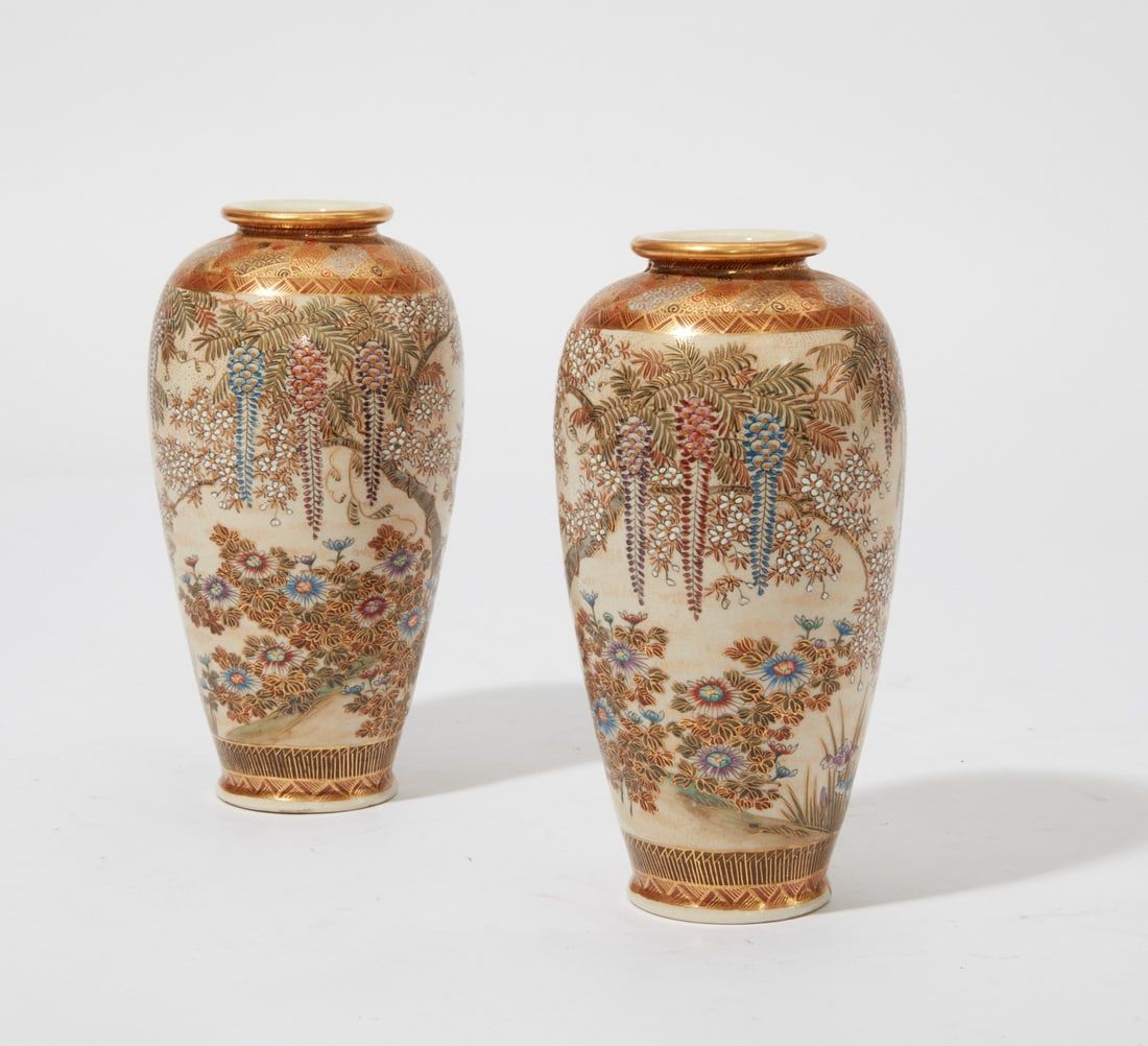 A PAIR OF JAPANESE SATSUMA VASESA