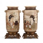 A PAIR OF JAPANESE SATSUMA VAS