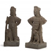A PAIR OF JAPANESE STONE MODEL