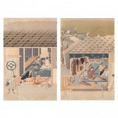 A PAIR OF JAPANESE WOODBLOCK P