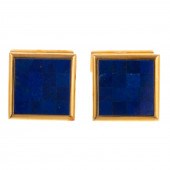 A PAIR OF JEAN ETE 18K LAPIS C