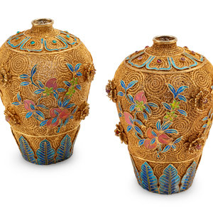 A Pair of Jeweled Silver-Gilt