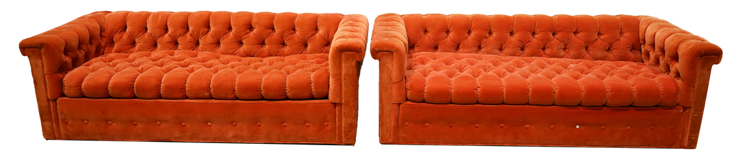 A PAIR OF JOHN STUART ORANGE VELVET