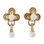 A PAIR OF JOSE HESS PEARL EARR