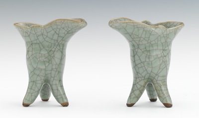 A Pair of Jue Shape Celadon Color