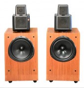 A PAIR OF KEF SPEAKERS ON PEDE