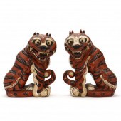 A PAIR OF KOREAN MINHWA CARVED