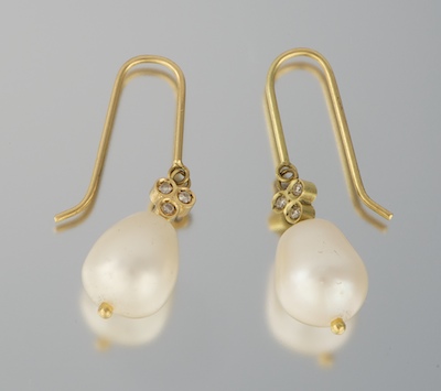 A Pair of Ladies' Pearl and Diamond