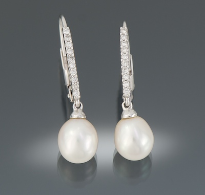 A Pair of Ladies' Pearl and Diamond