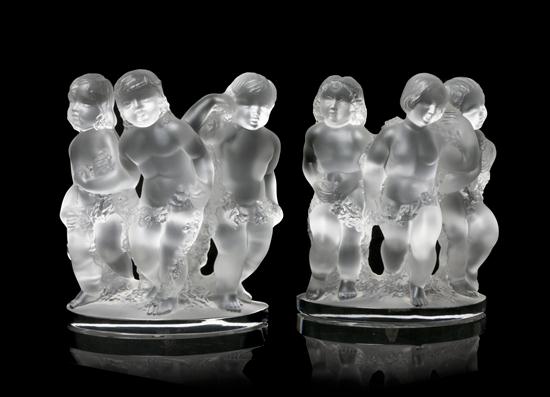 * A Pair of Lalique Molded and