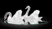 A PAIR OF LALIQUE ART GLASS SW