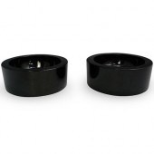 A PAIR OF LALIQUE BLACK GLASS