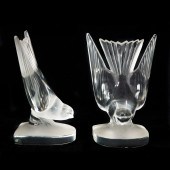 A PAIR OF LALIQUE CLEAR AND FR