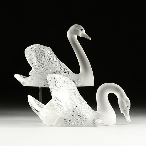 A PAIR OF LALIQUE FROSTED AND