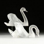 A PAIR OF LALIQUE FROSTED AND