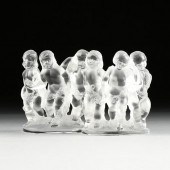 A PAIR OF LALIQUE FROSTED CRYS