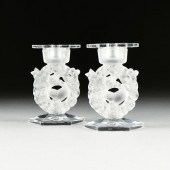 A PAIR OF LALIQUE FROSTED CRYS