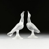A PAIR OF LALIQUE FROSTED AND