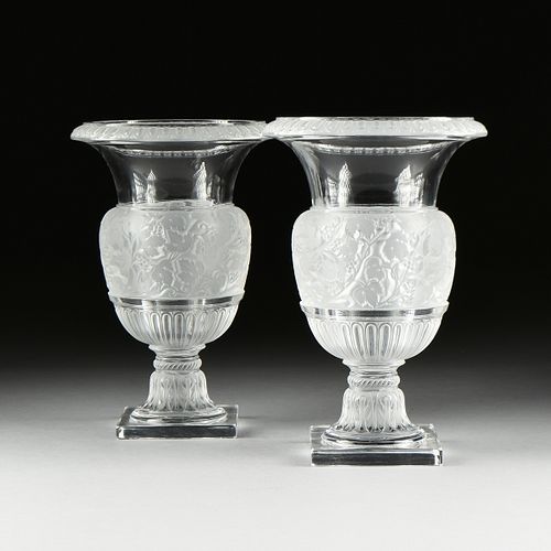 A PAIR OF LALIQUE FROSTED AND CLEAR
