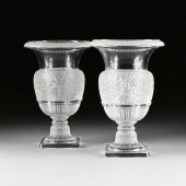 A PAIR OF LALIQUE FROSTED AND
