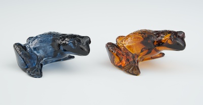 A Pair of Lalique Glass Frogs