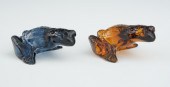 A Pair of Lalique Glass Frogs