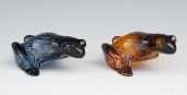 A Pair of Lalique Glass Frogs