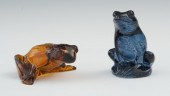A Pair of Lalique Glass Frogs