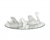 A PAIR OF LALIQUE GLASS SWANS