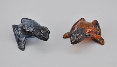 A Pair of Lalique Glass Frogs