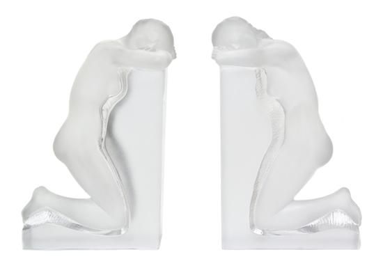A Pair of Lalique Molded and