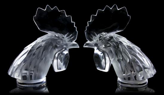 A Pair of Lalique Molded and