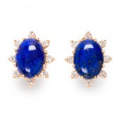 A PAIR OF LAPIS LAZULI, DIAMON