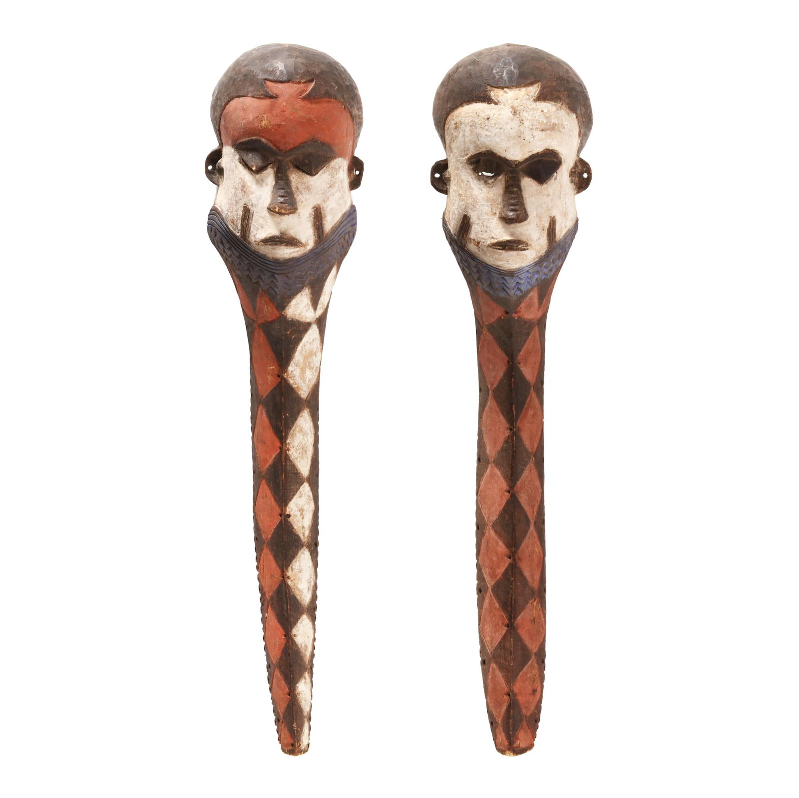 A PAIR OF LARGE AFRICAN CARVED